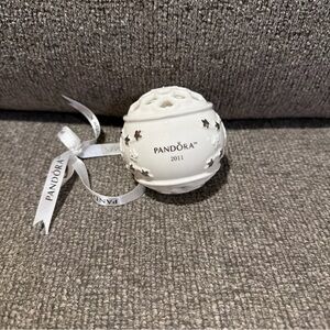 Pandora White Ceramic Ornament with Silver Star Accents